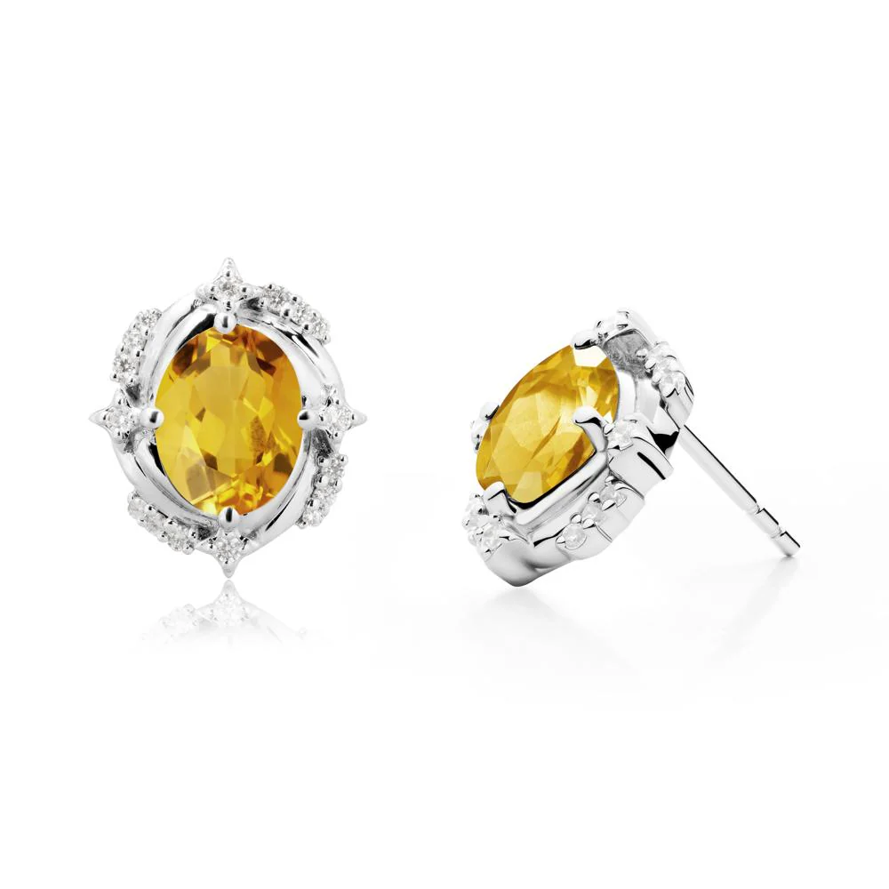 Oval Citrine Stud Earrings - Image 3