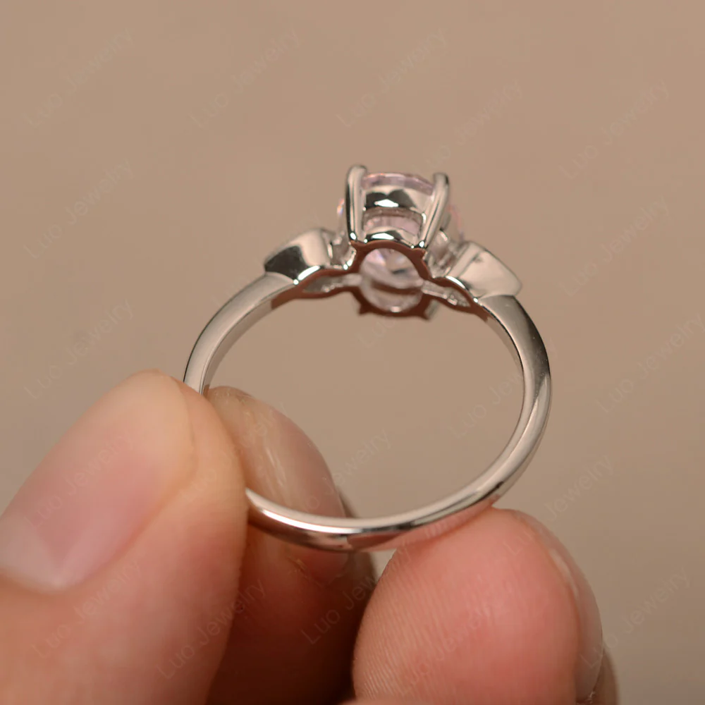 Oval Shaped Pink Cubic Zirconia Engagement Ring - Image 2