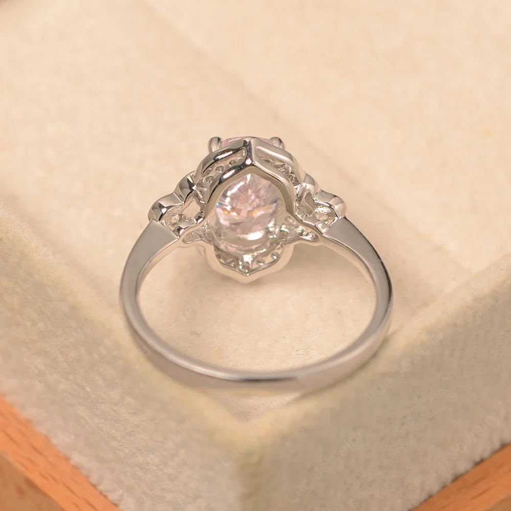 Pink Cubic Zirconia Halo Engagement Ring - Image 3