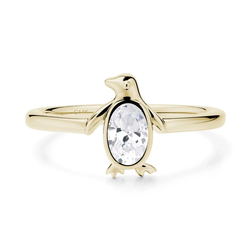 Oval Cubic Zirconia Penguin Ring - Image 4