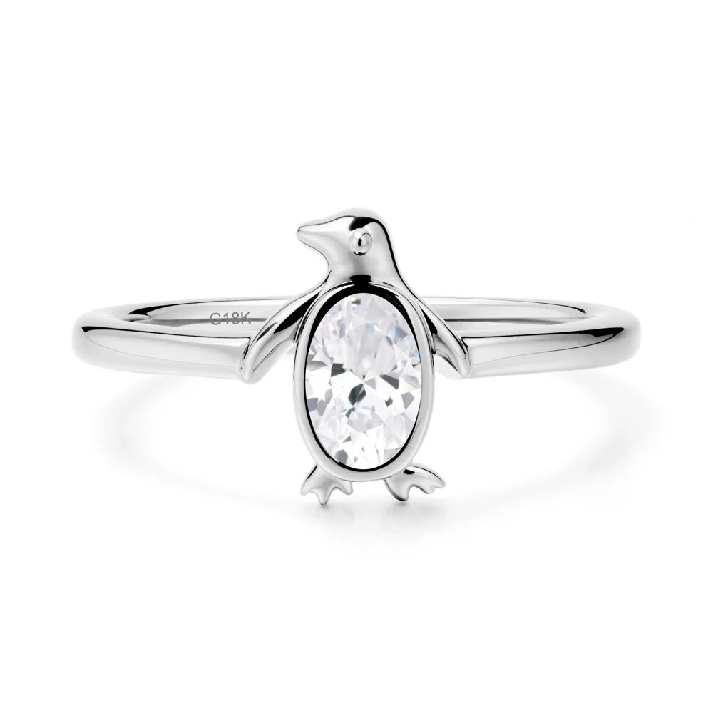 Oval Cubic Zirconia Penguin Ring - Image 6