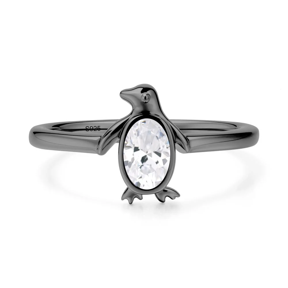Oval Cubic Zirconia Penguin Ring - Image 8