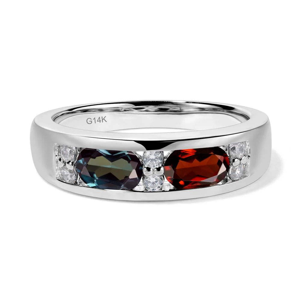 Oval Alexandrite and Garnet Ring - Image 4