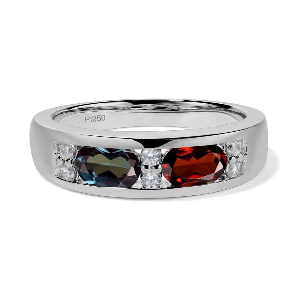 Oval Alexandrite and Garnet Ring - Image 6