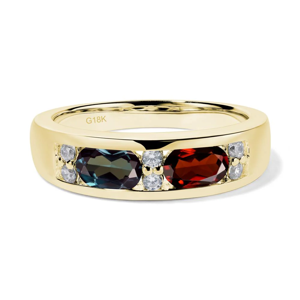 Oval Alexandrite and Garnet Ring - Image 8
