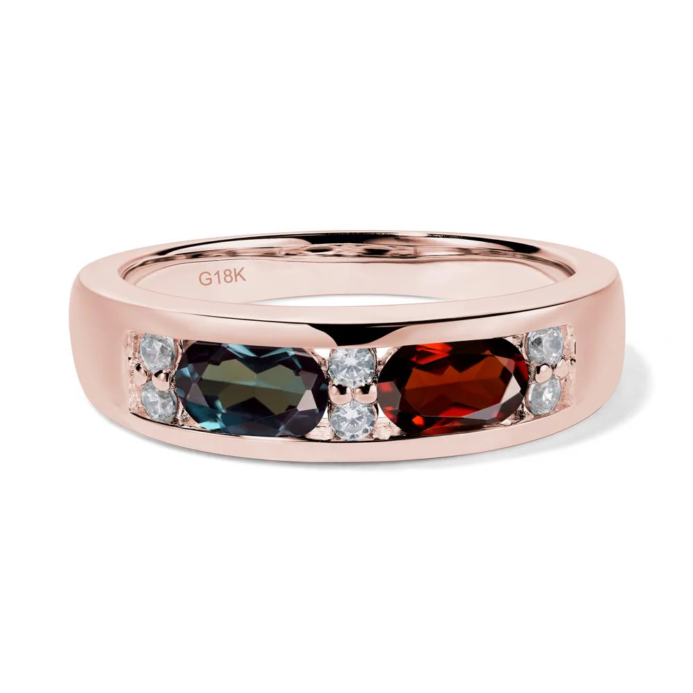 Oval Alexandrite and Garnet Ring - Image 9