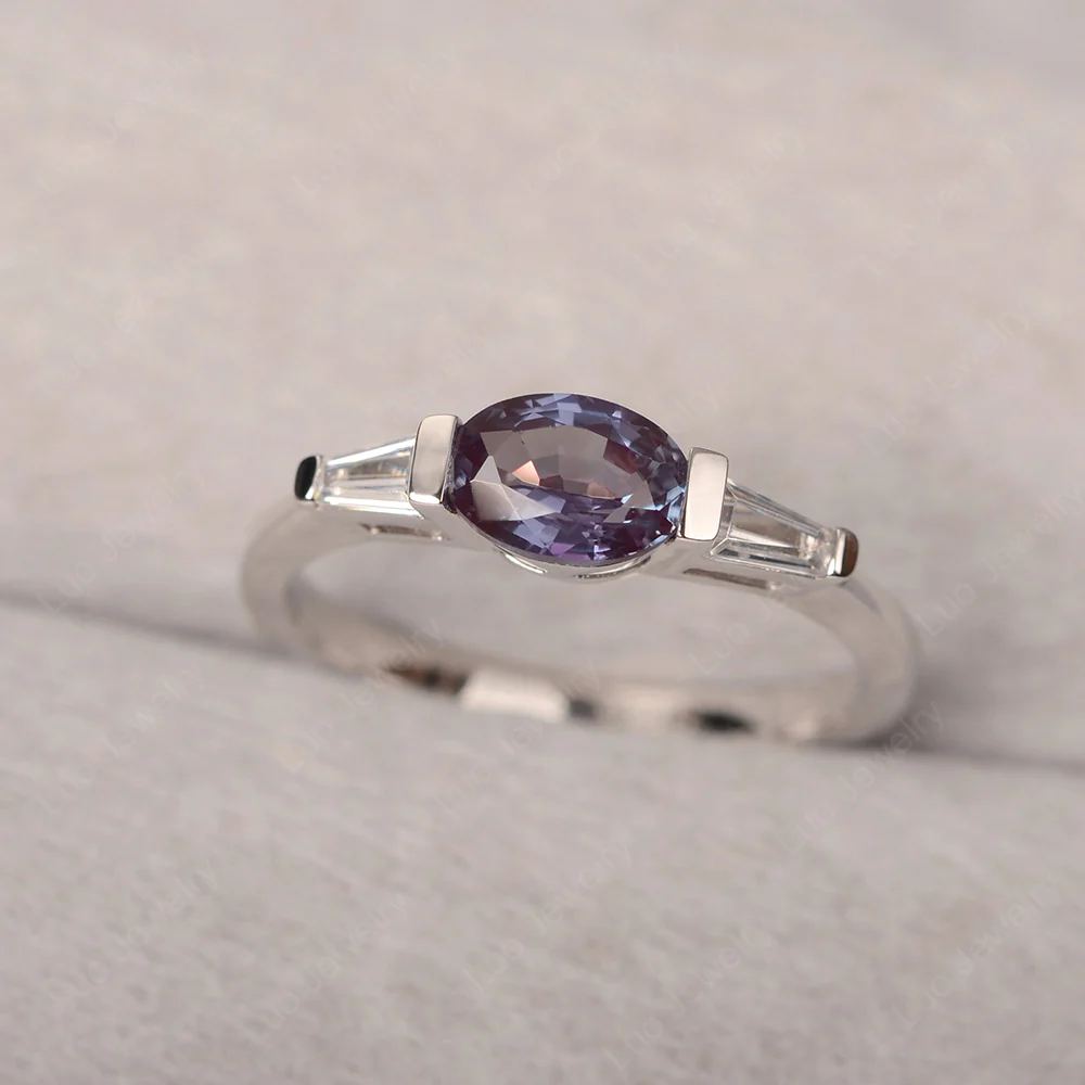 Oval Alexandrite Ring with Baguettes - Image 2