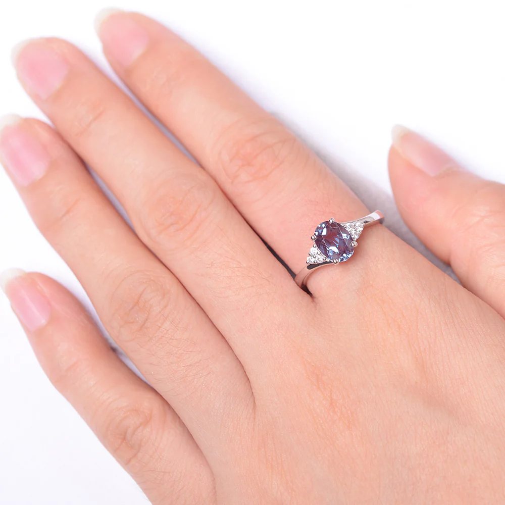Oval Alexandrite Bypass Engagement Ring - Image 4