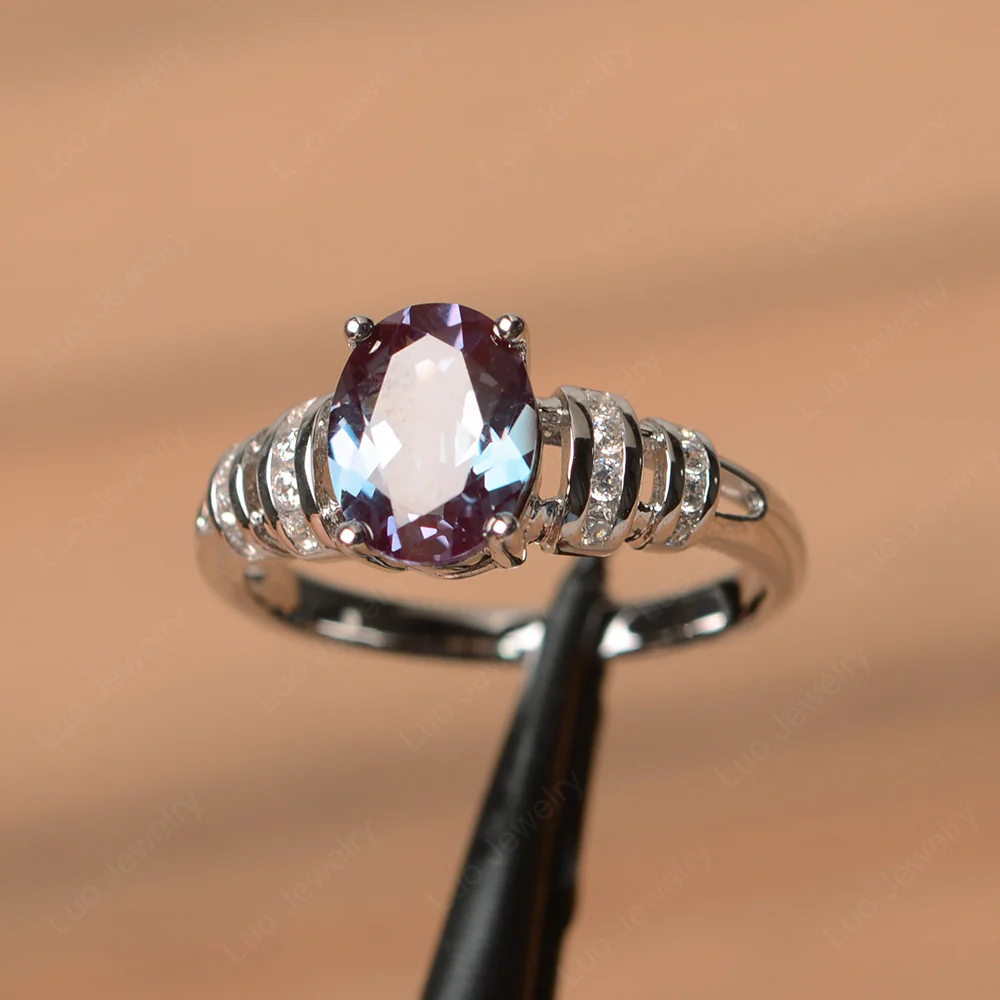 Oval Cut Alexandrite Promise Ring