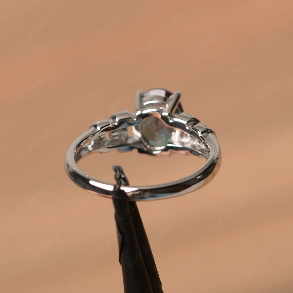Oval Cut Alexandrite Promise Ring - Image 3