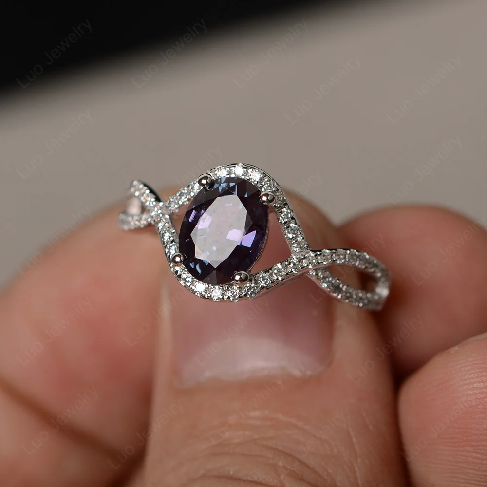 Oval Alexandrite Twisted Engagement Ring - Image 2