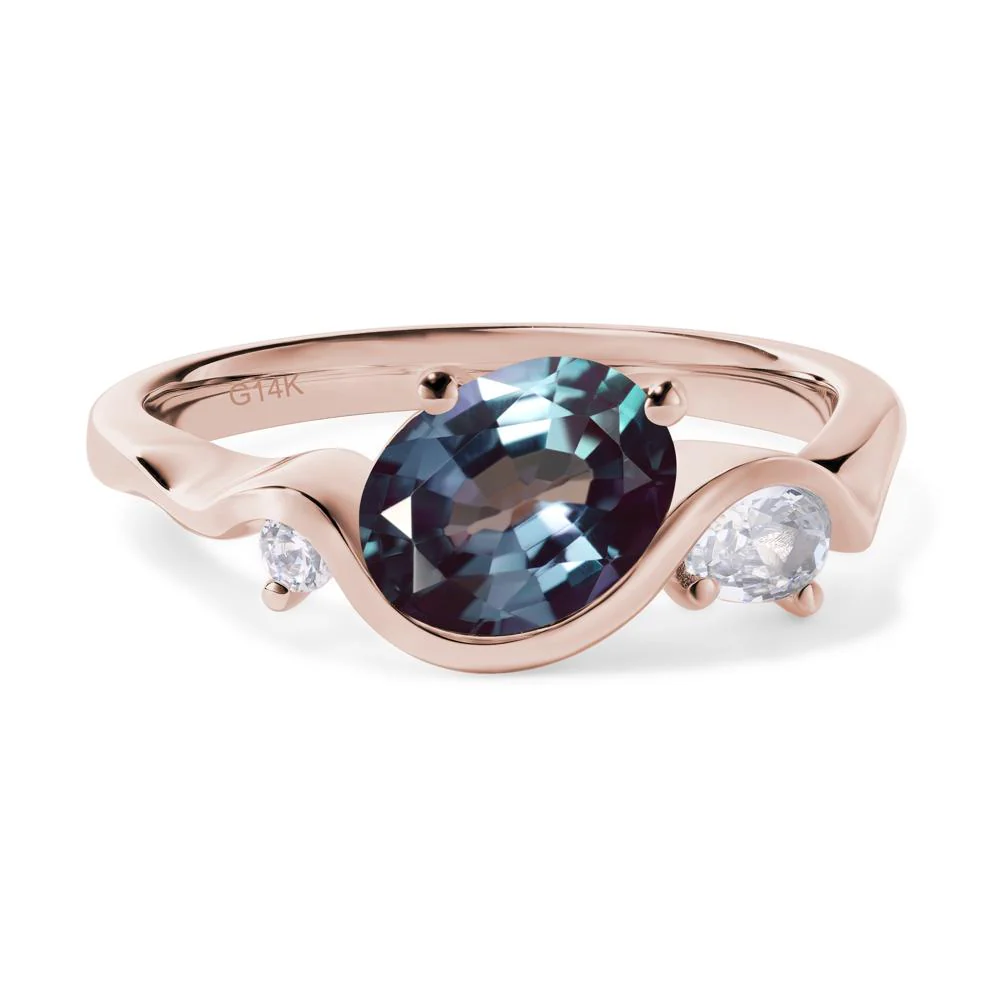 Wave Oval Alexandrite Engagement Ring - Image 5