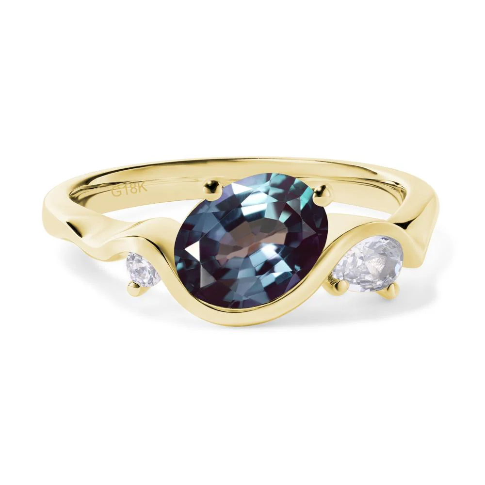 Wave Oval Alexandrite Engagement Ring - Image 8