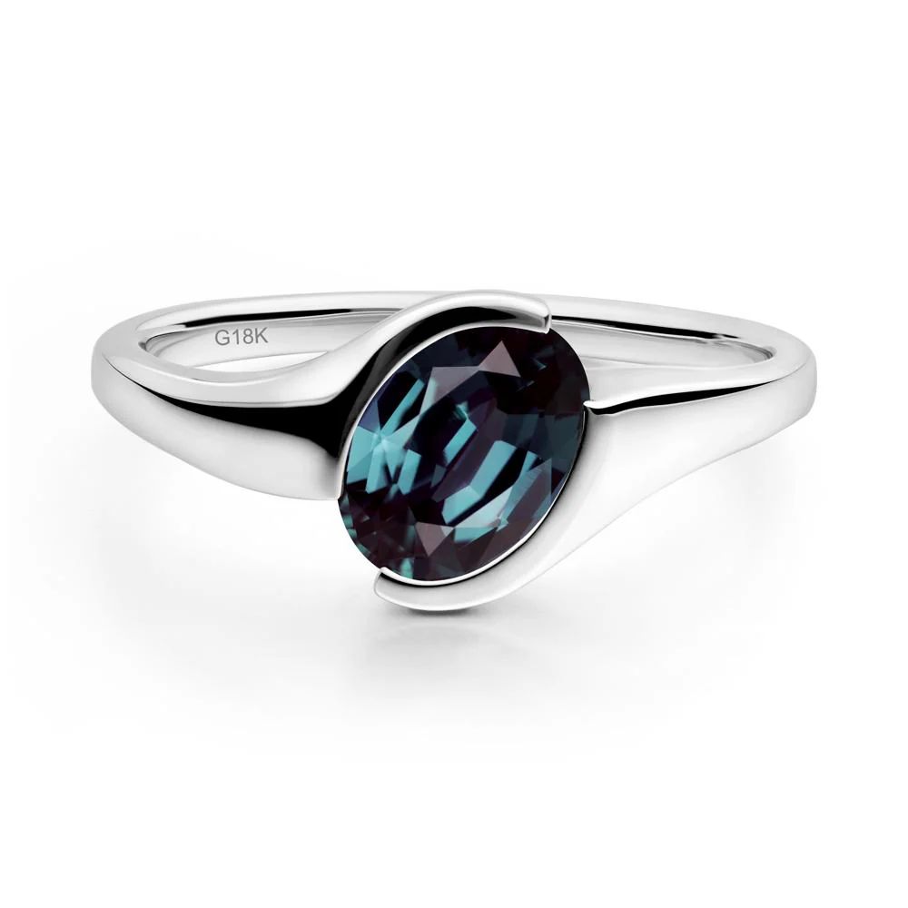 Oval Cut Alexandrite Solitaire Bypass Ring - Image 2