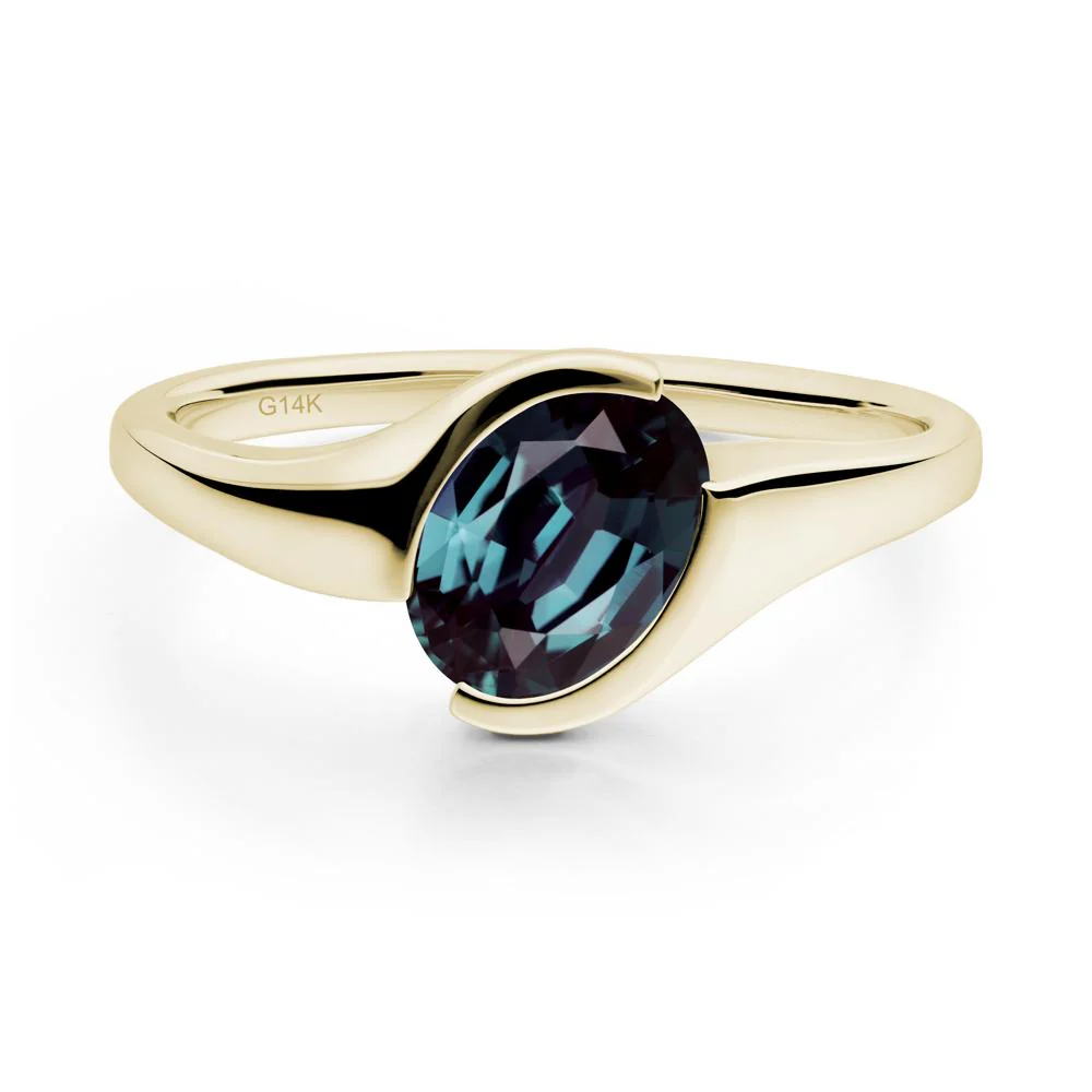 Oval Cut Alexandrite Solitaire Bypass Ring - Image 4