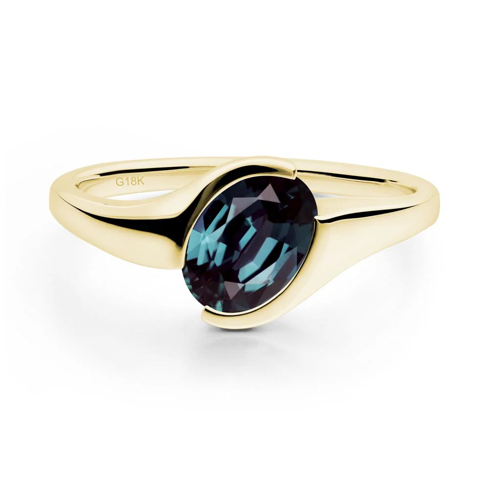 Oval Cut Alexandrite Solitaire Bypass Ring - Image 8