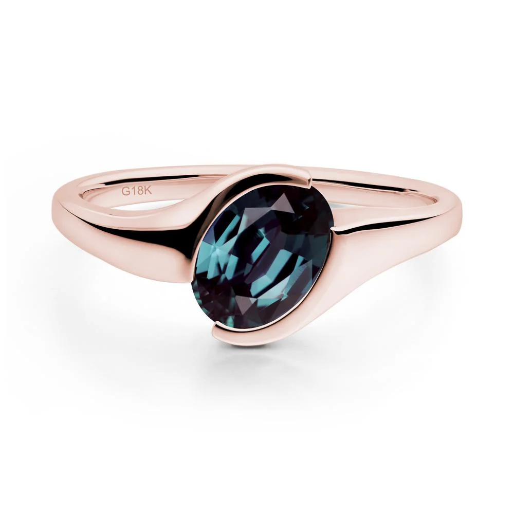 Oval Cut Alexandrite Solitaire Bypass Ring - Image 9