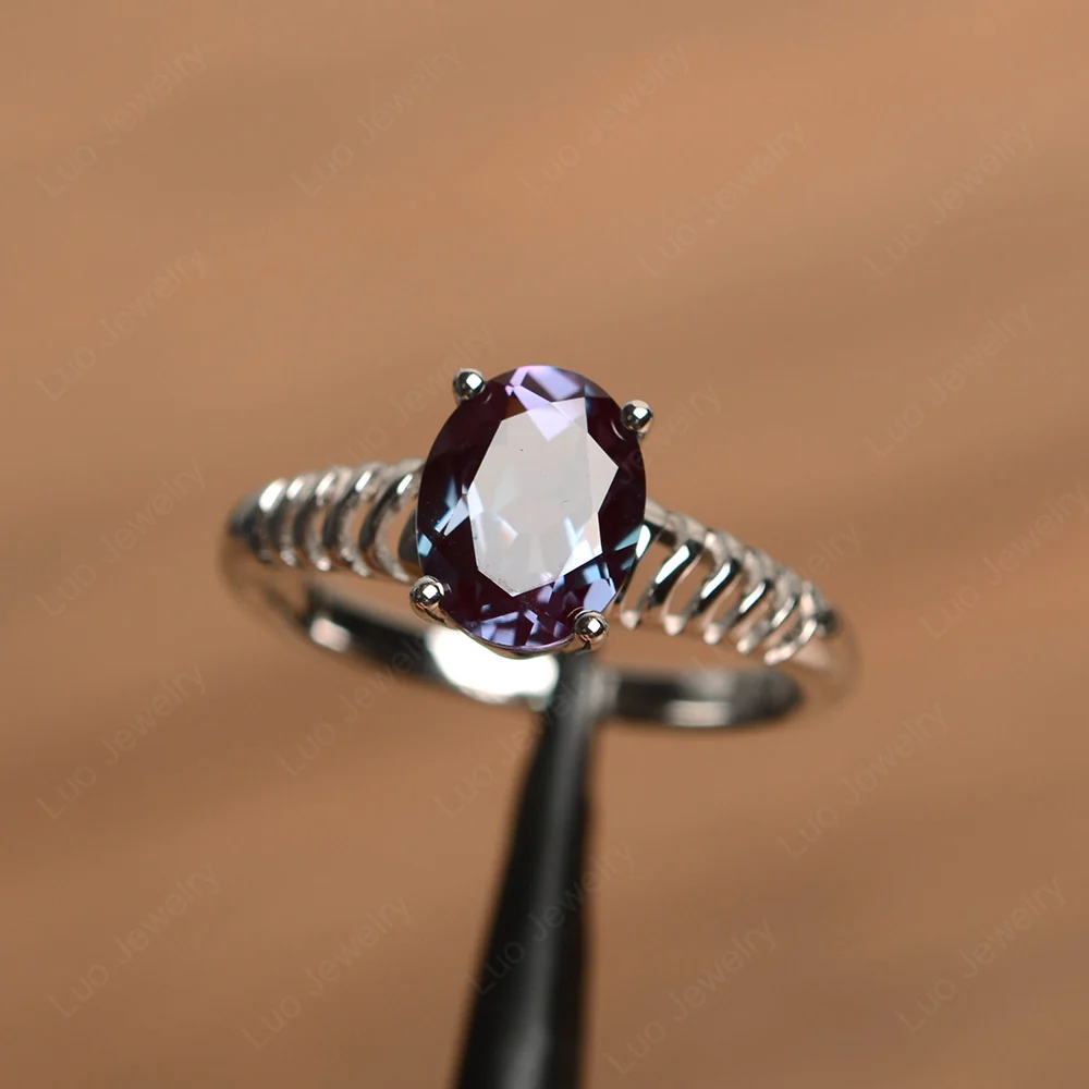 Oval Cut Alexandrite Wave Ring