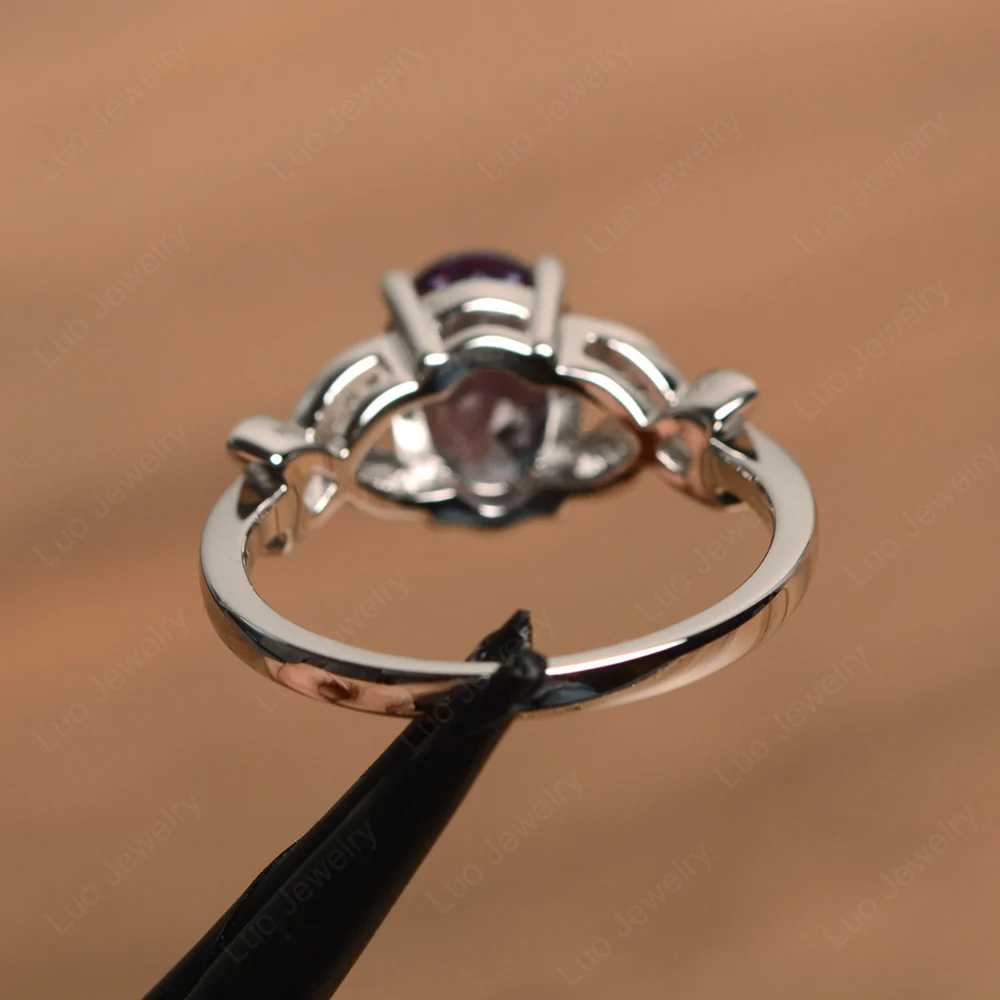 Oval Cut Alexandrite Butterfly Inspired Ring - Image 3