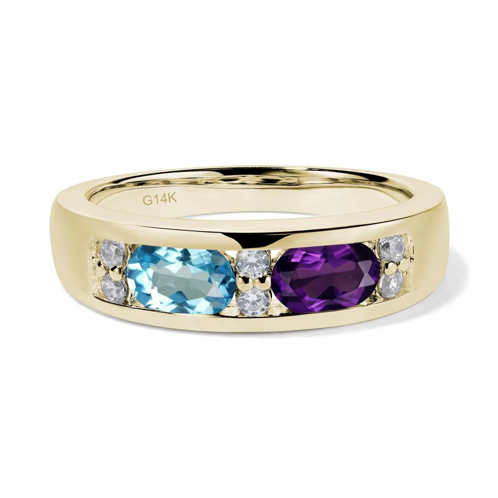 Oval Amethyst and Blue Topaz Ring