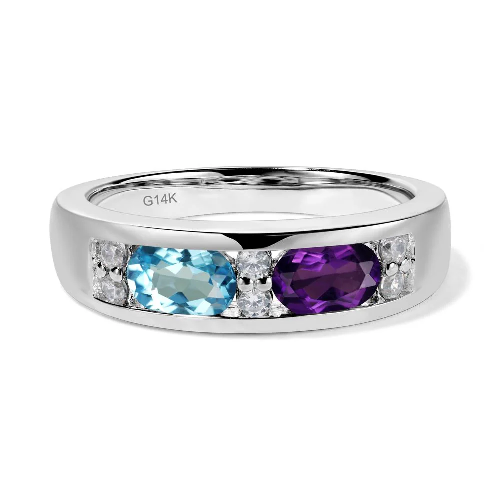 Oval Amethyst and Blue Topaz Ring - Image 4