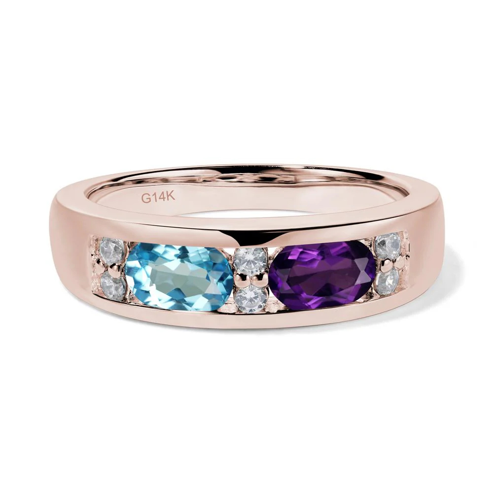 Oval Amethyst and Blue Topaz Ring - Image 5