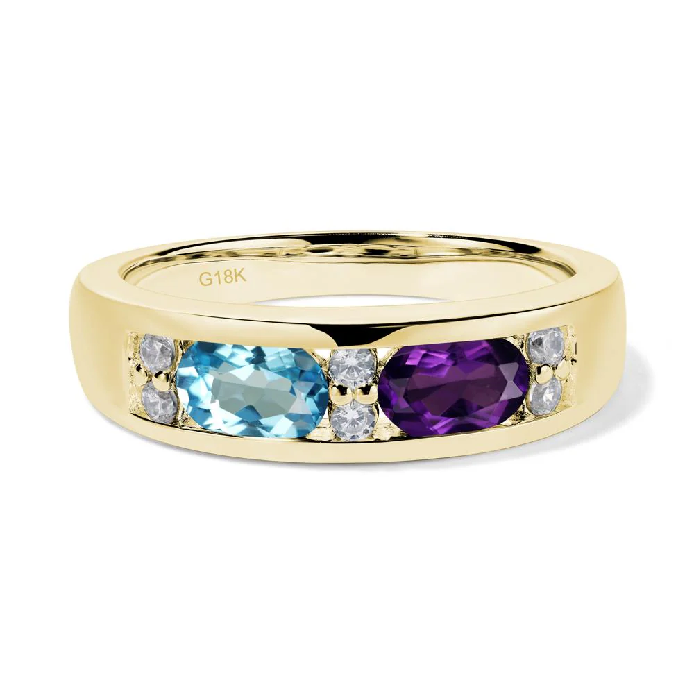 Oval Amethyst and Blue Topaz Ring - Image 8