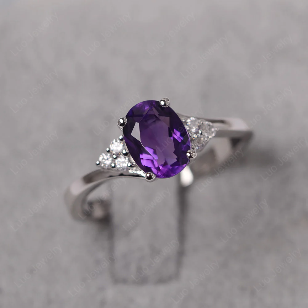 Oval Amethyst Bypass Engagement Ring