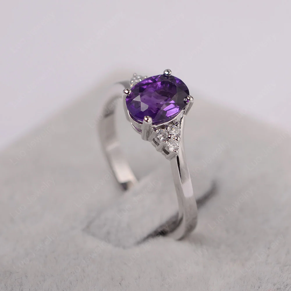 Oval Amethyst Bypass Engagement Ring - Image 2