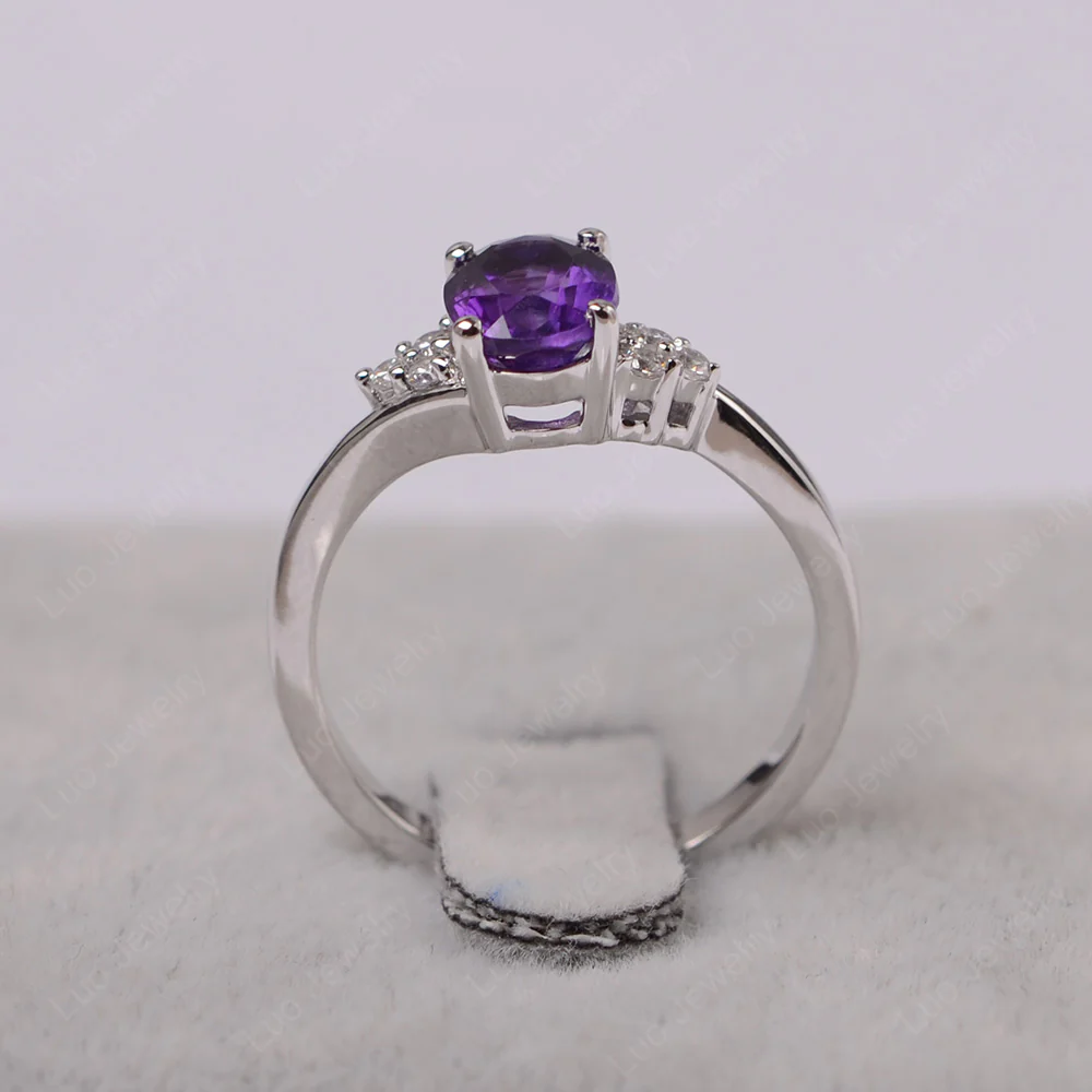 Oval Amethyst Bypass Engagement Ring - Image 3
