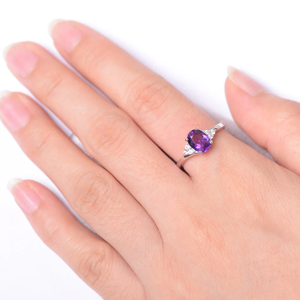 Oval Amethyst Bypass Engagement Ring - Image 4