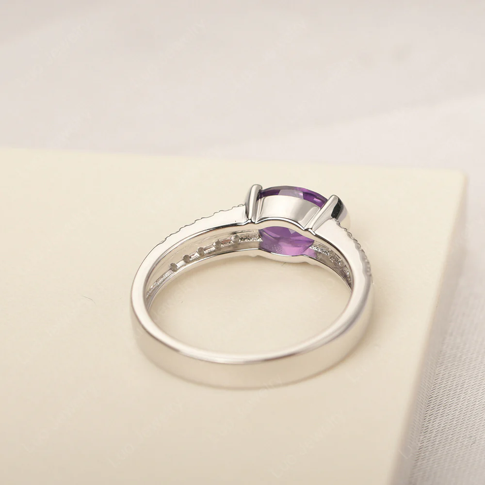 Amethyst Two Row Pave Ring - Image 3