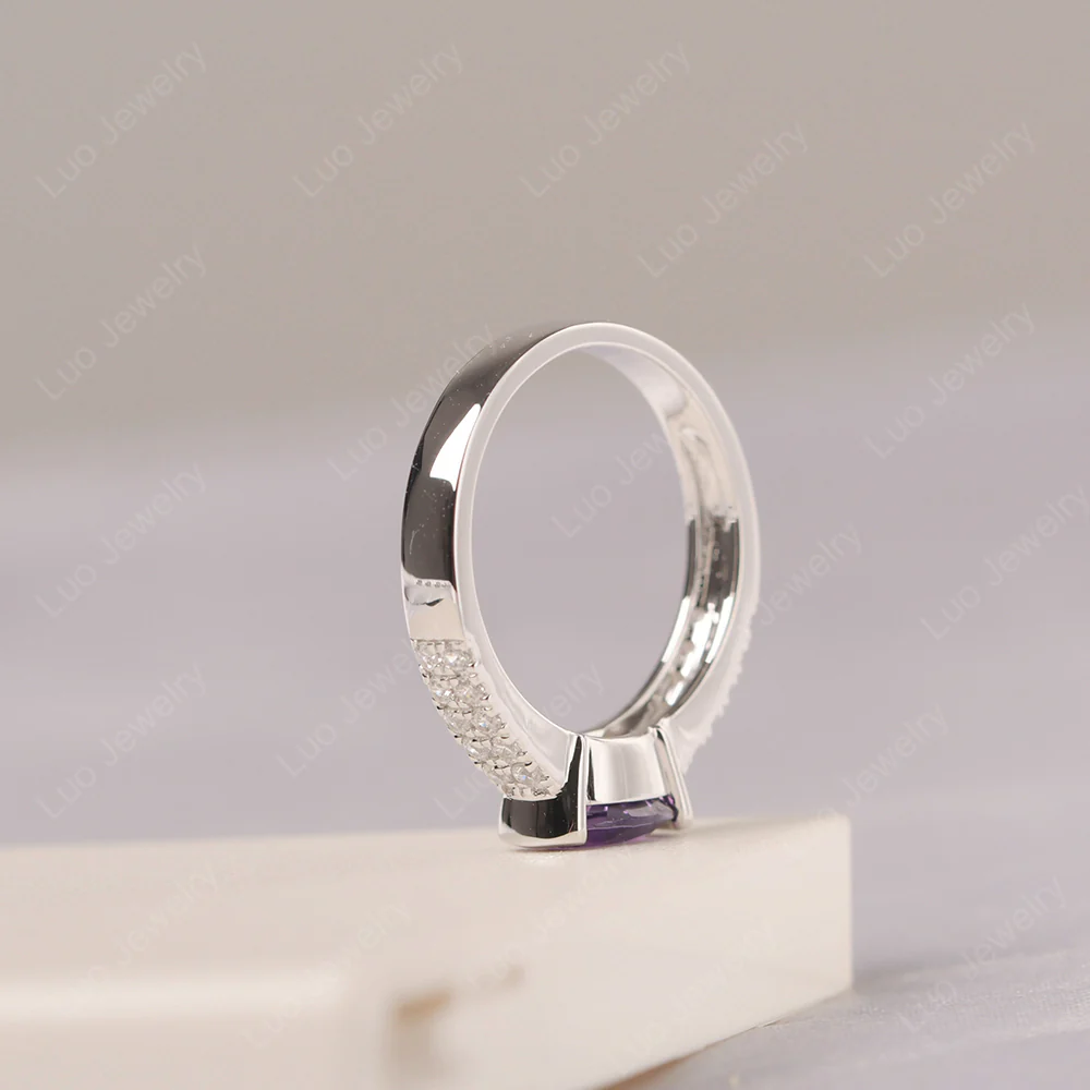 Amethyst Two Row Pave Ring - Image 5