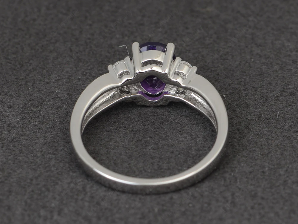 Oval Cut Amethyst Two Rows Ring - Image 3