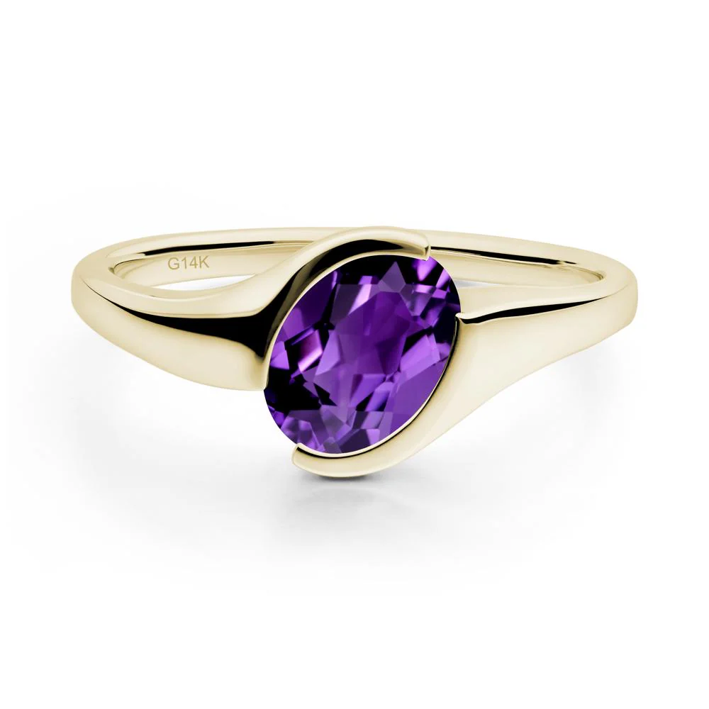 Oval Cut Amethyst Solitaire Bypass Ring - Image 6