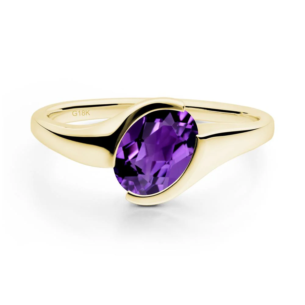 Oval Cut Amethyst Solitaire Bypass Ring - Image 7
