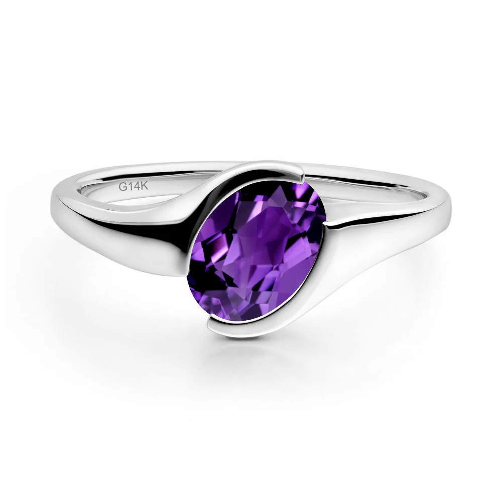 Oval Cut Amethyst Solitaire Bypass Ring - Image 8