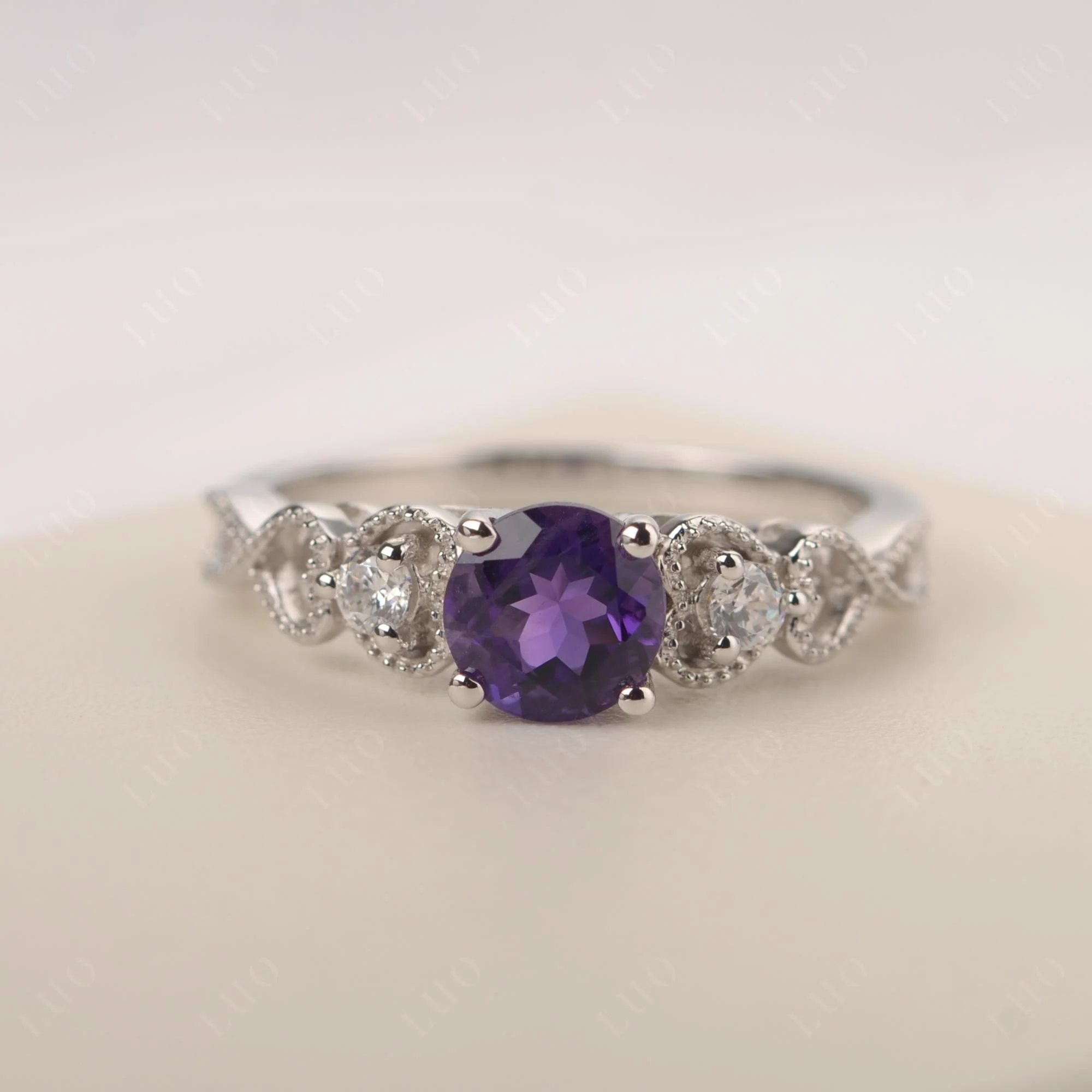 Amethyst Vintage Style Engagement Ring - Image 10
