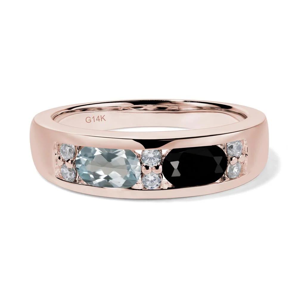 Aquamarine and Black Spinel Two Stone Ring - Image 5