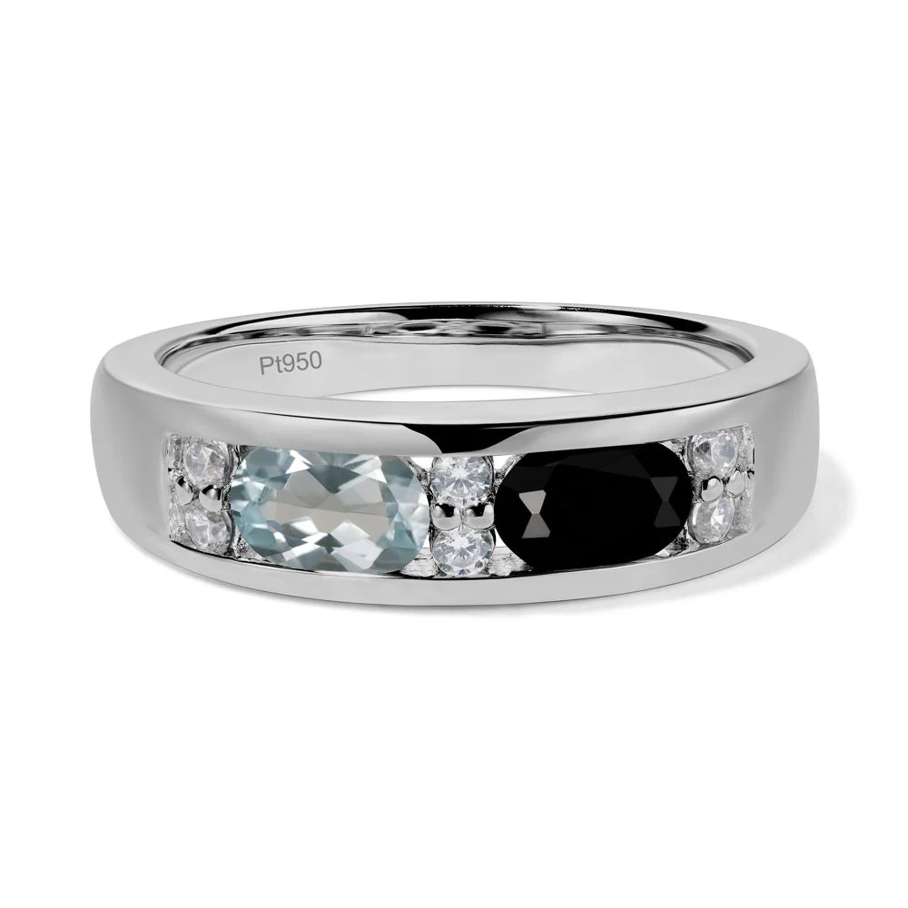 Aquamarine and Black Spinel Two Stone Ring - Image 6