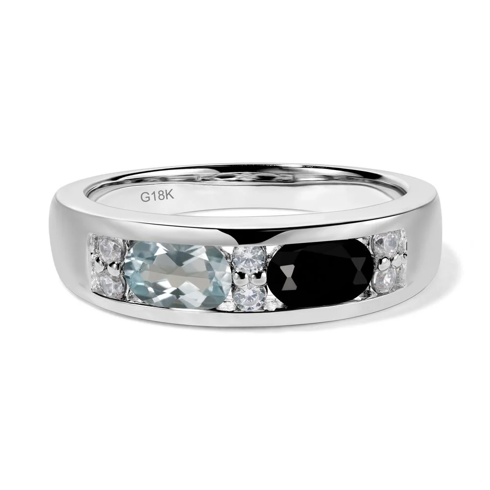 Aquamarine and Black Spinel Two Stone Ring - Image 7