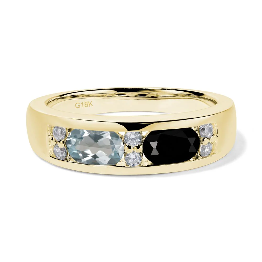 Aquamarine and Black Spinel Two Stone Ring - Image 8