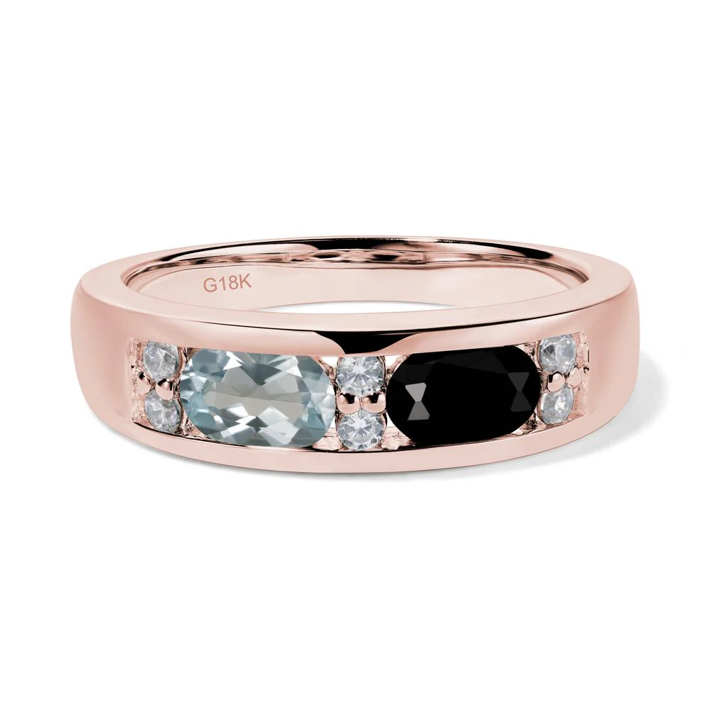 Aquamarine and Black Spinel Two Stone Ring - Image 9