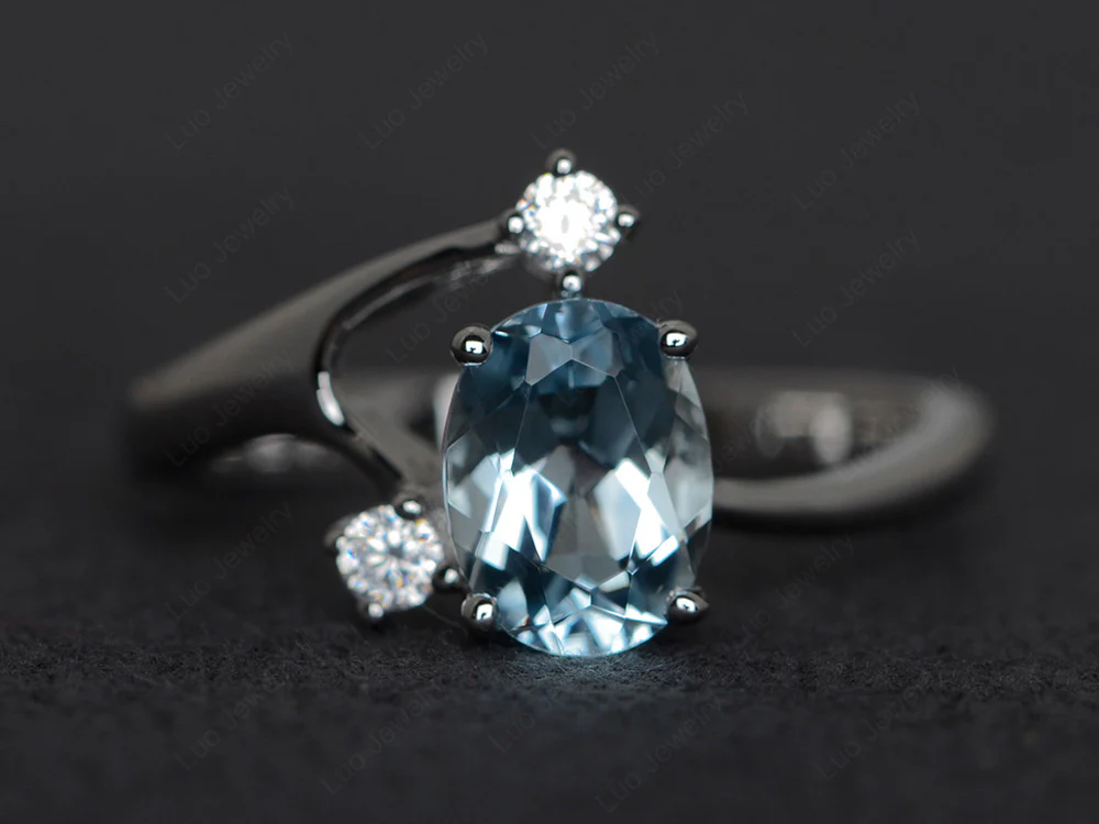 Aquamarine Asymmetrical Engagement Ring