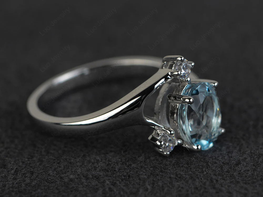 Aquamarine Asymmetrical Engagement Ring - Image 2
