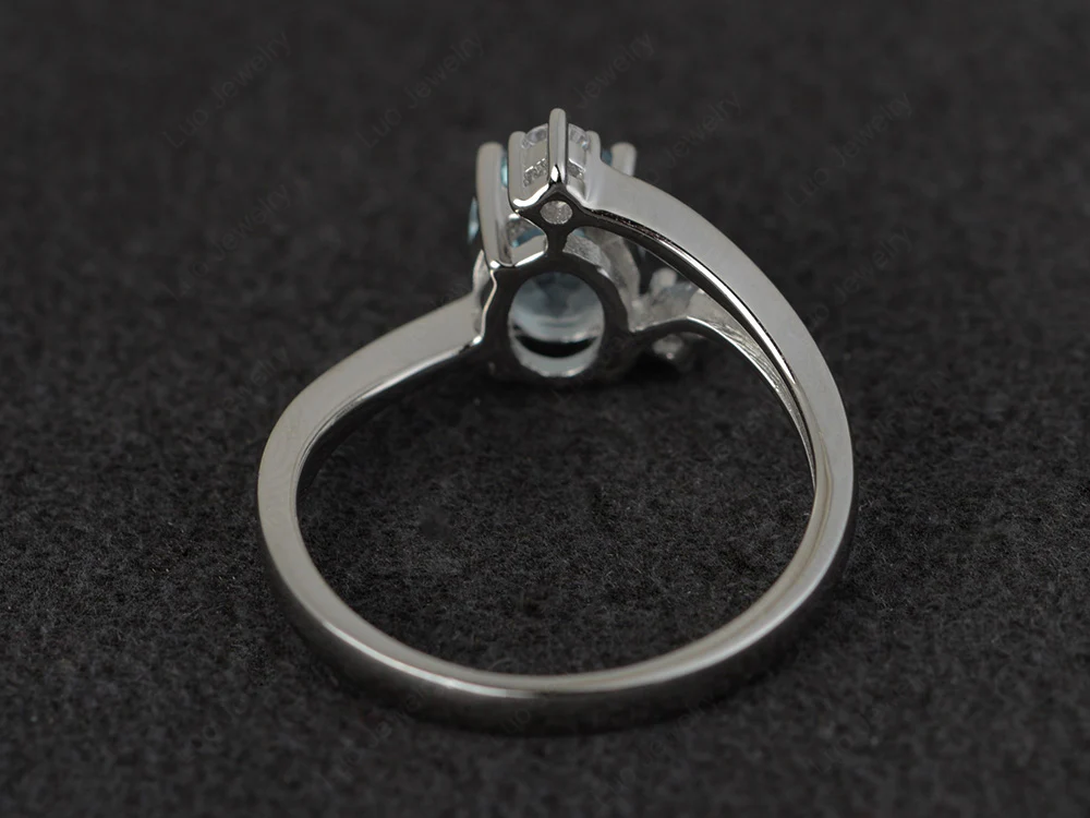 Aquamarine Asymmetrical Engagement Ring - Image 3