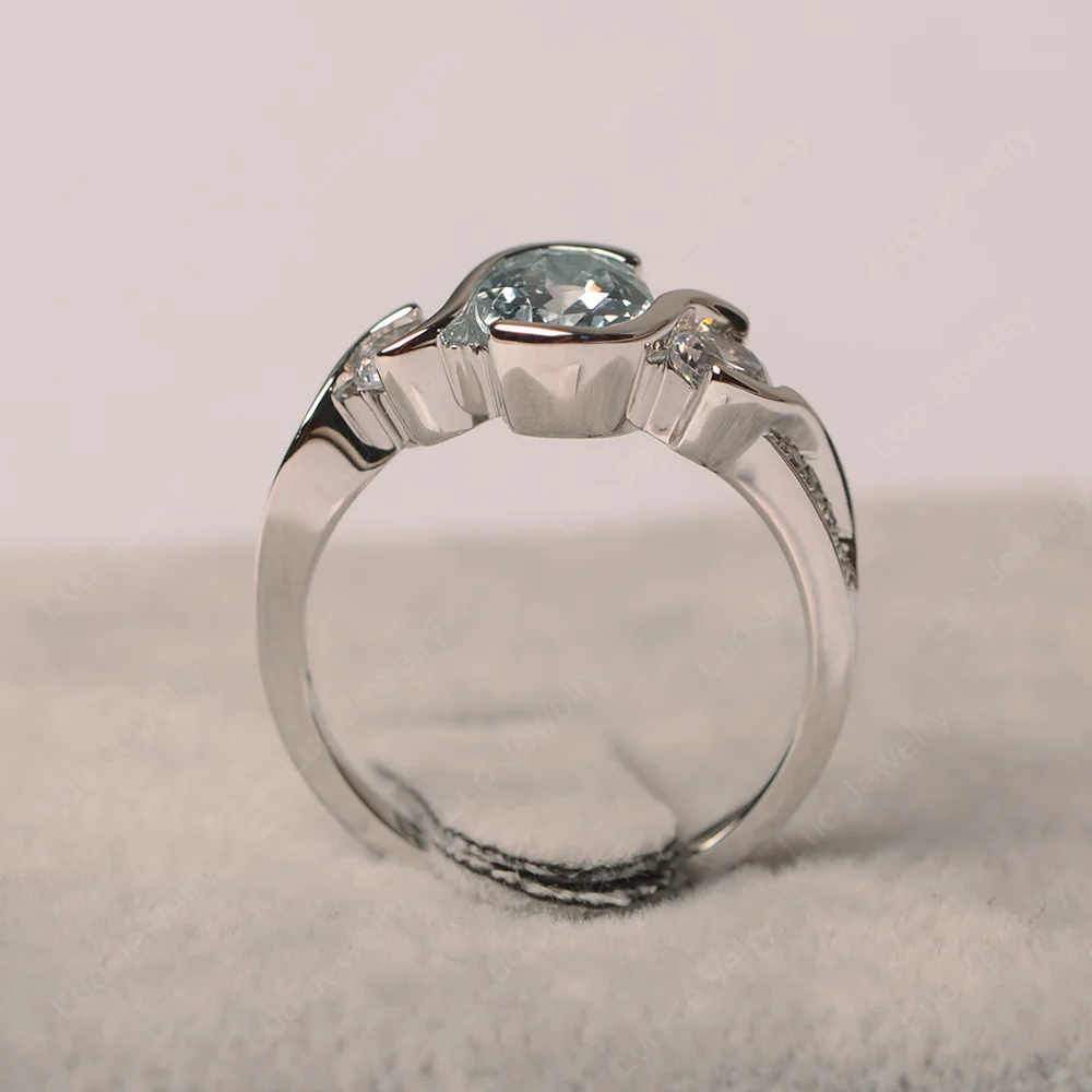 Oval Cut Aquamarine Swirl Ring - Image 3
