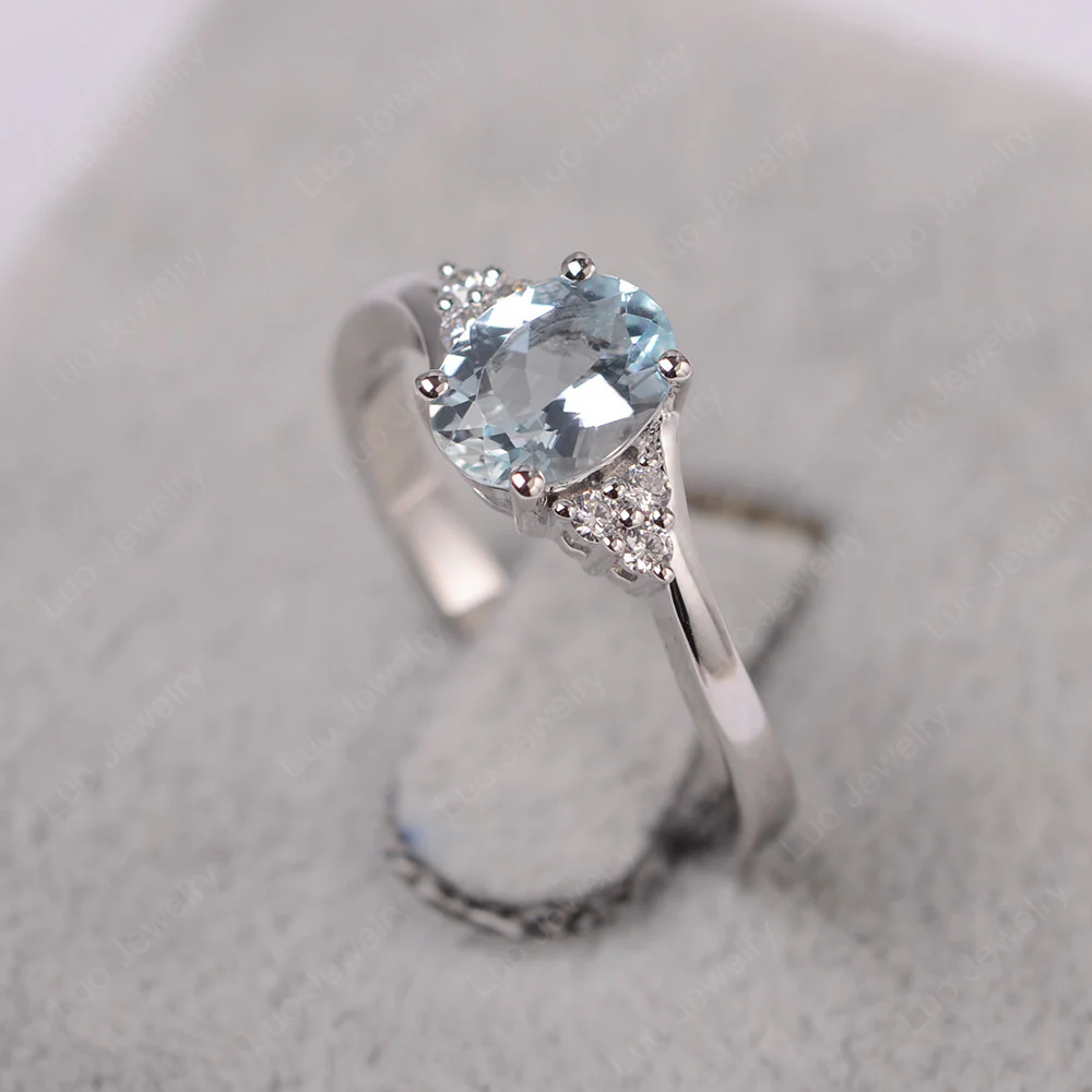 Oval Aquamarine Bypass Engagement Ring - Image 2