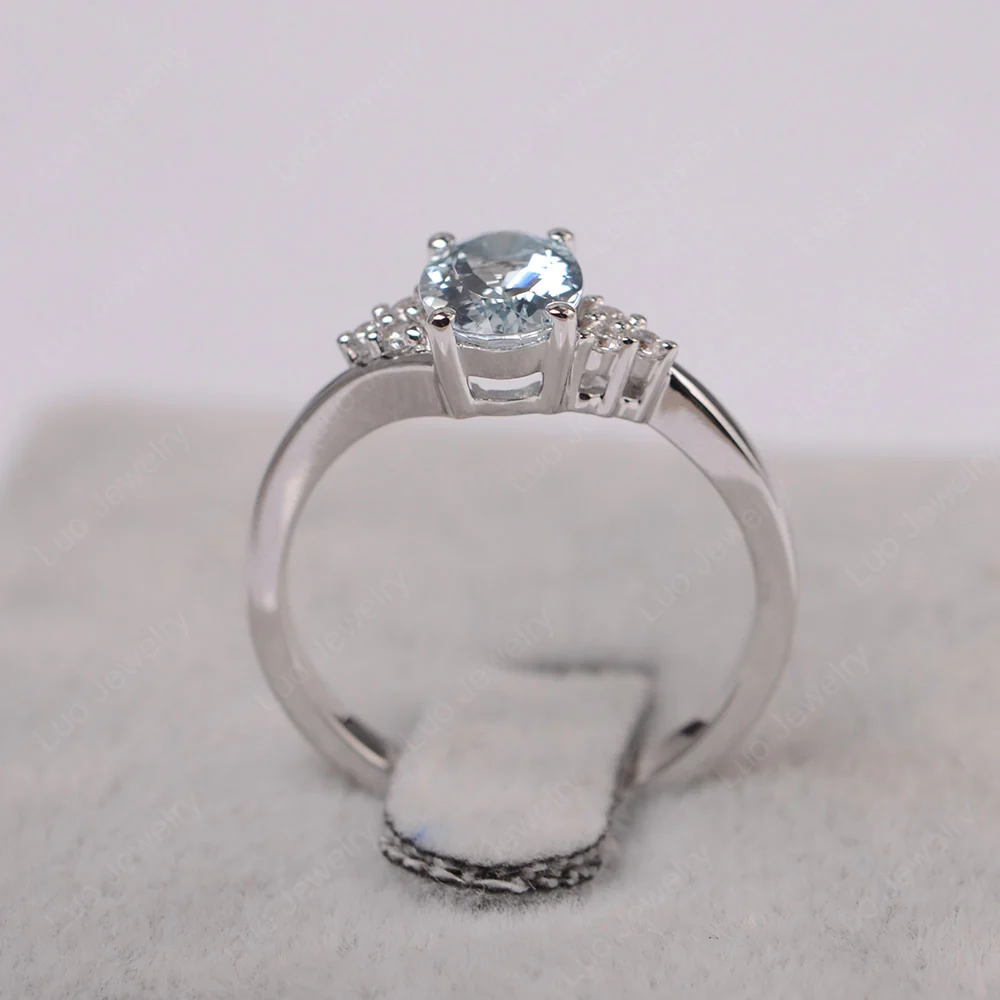Oval Aquamarine Bypass Engagement Ring - Image 3