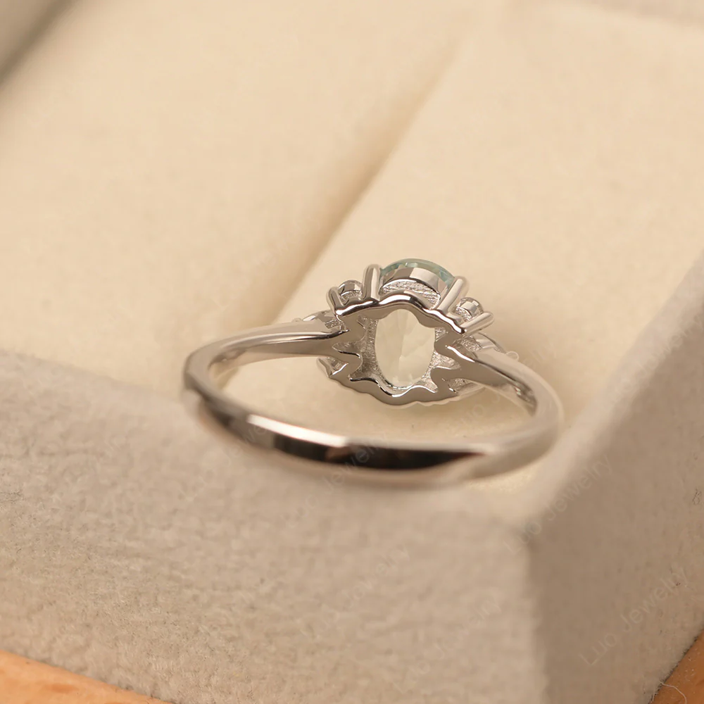 Oval Aquamarine Ring with Pear Side Stone - Image 3